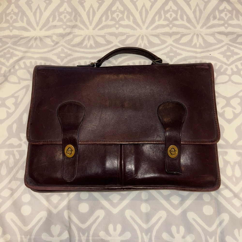 VTG Coach Dark Brown Leather Briefcase